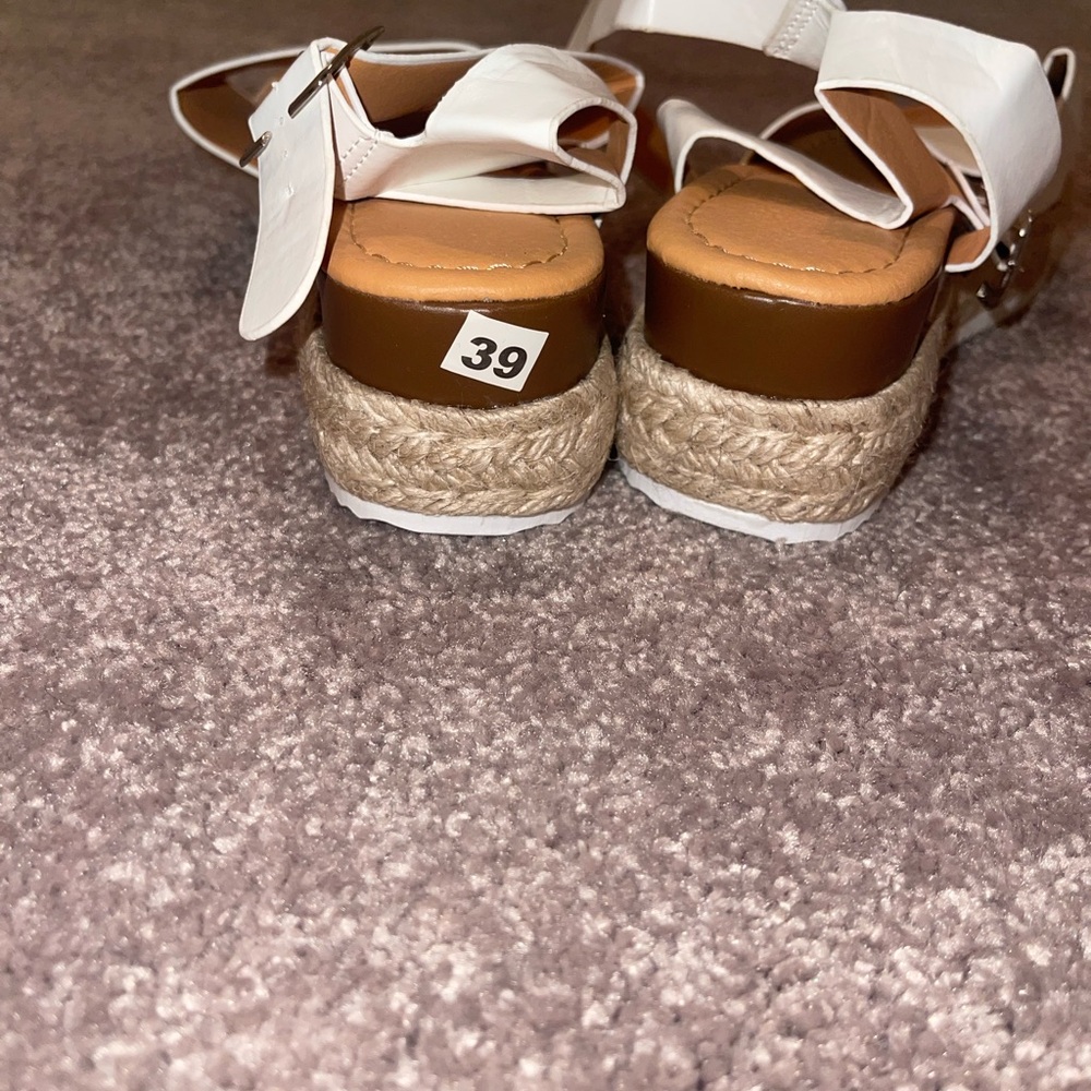 White Espadrille Platform Sandals – Size 39 (US 8.5) - Picture 2 of 4